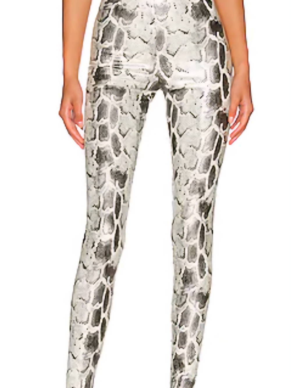 Commando Faux Leather White and Gray Snake-Print High-Rise Leggings